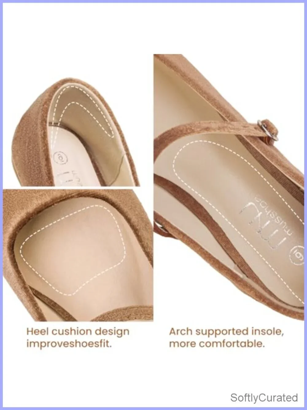 Mary Jane Flats Square Toe Adjustable Strap Non-Slip Dressy Business Casual